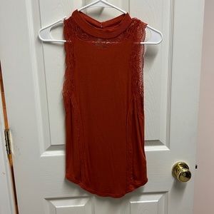 Free People, orange lace detail, tank. High neck.